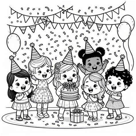 Dideli spalvinimo paveikslėliai su gimtadienio atributika