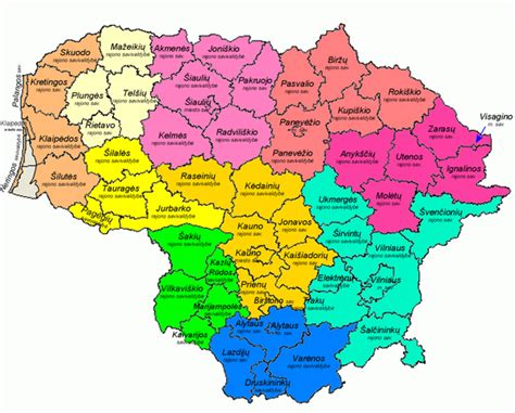 Lietuvos žemėlapis su regionais