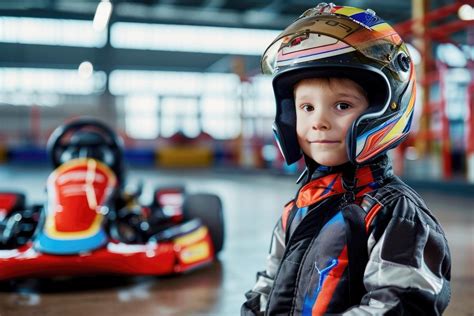 vaikas vairuoja kartingą