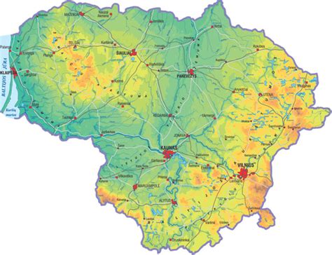 Geografinis Lietuvos žemėlapis su ryčiausiu tašku