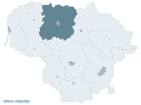 Šiaulių krašto žemėlapis su svarbiausiomis vietovėmis