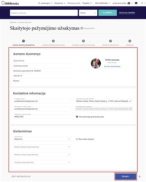 Skaitytojo pažymėjimo pavyzdys