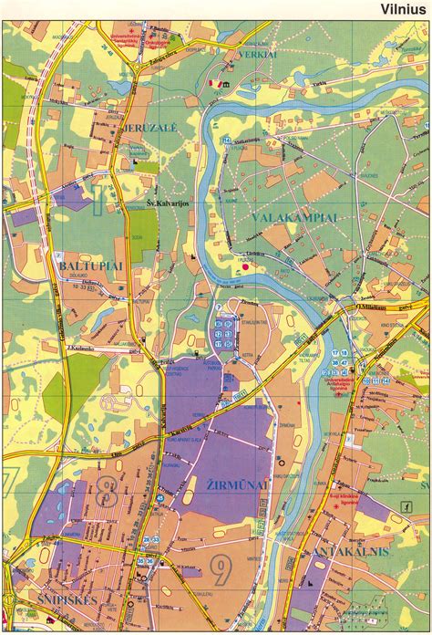 Žemėlapis su Vilniaus tiltais