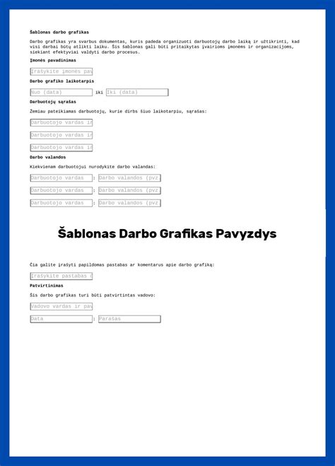 Darbo grafiko pavyzdys vaikiškų prekių parduotuvėje