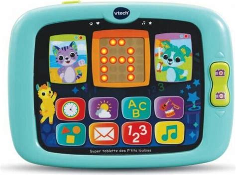 VTech vaikų žaidimų kompiuteris su įvairiais mygtukais ir spalvingu ekranu