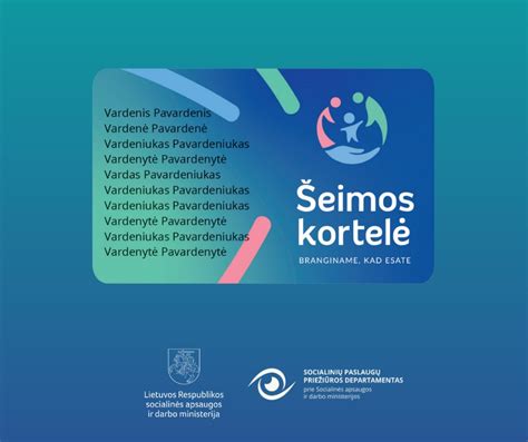 Šeimos kortelės pavyzdys su nuolaidų simboliais