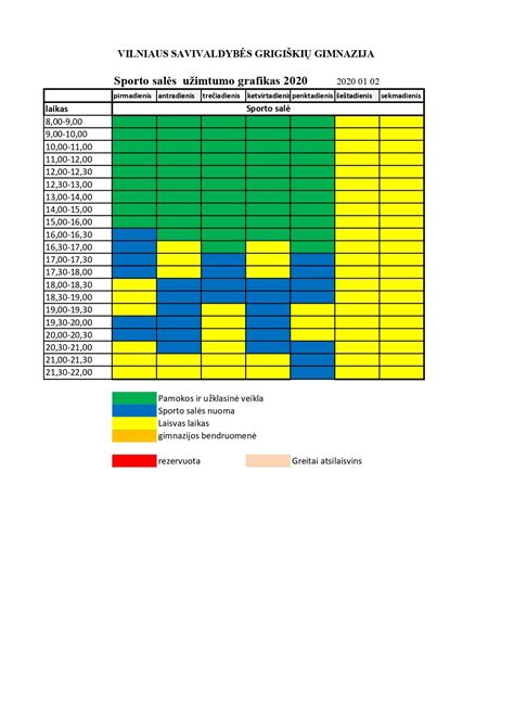 Užimtumo grafikas gimdymo namuose