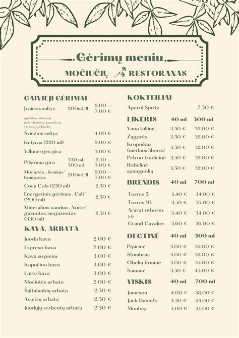 Istorinė nuotrauka su restorano meniu