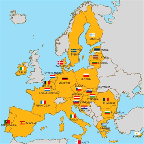 Europos Sąjungos ir Europos ekonominės erdvės šalių žemėlapis