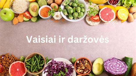 Įvairių vaisių ir daržovių lėkštė, simbolizuojanti sveiką mitybą