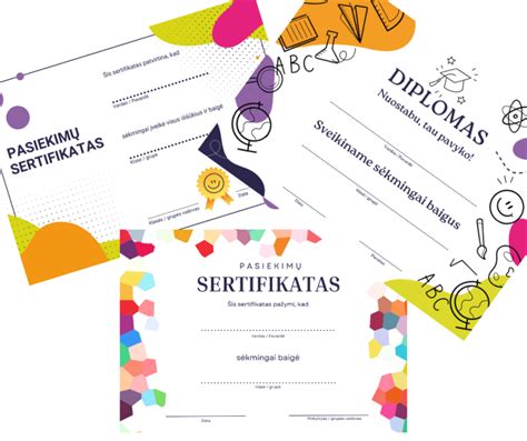 Įvairūs diplomų pavyzdžiai vaikams