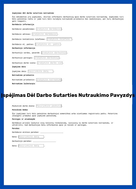 Darbo sutarties nutraukimo procedūra