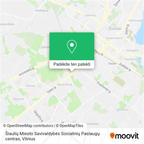 Žemėlapis, rodantis socialinių paslaugų centrus Šiauliuose