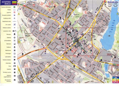 Šiaulių regiono žemėlapis su svarbiausiais objektais