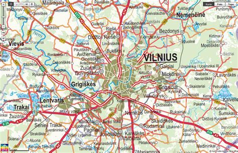 Vilniaus miesto žemėlapis su pažymėtomis gatvėmis