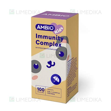 Ambio Kids Immunity Complex pakuotė ir sudėtis