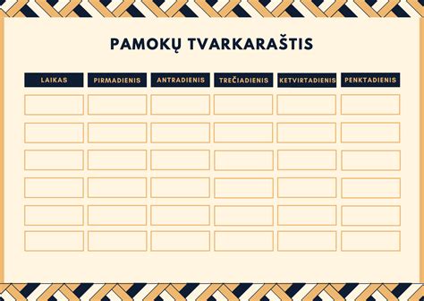 Tvarkaraščio pavyzdys vaikui