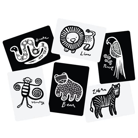 Kontrastinės juodai baltos kortelės kūdikiams