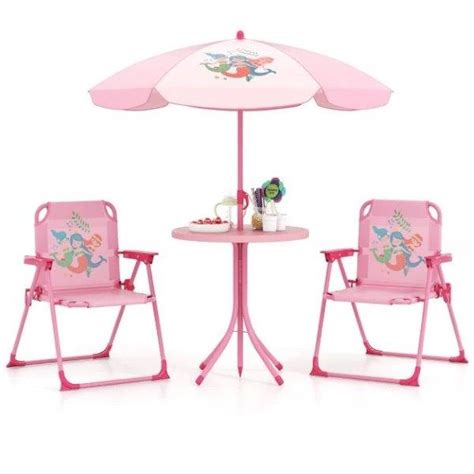 Vaikiškas lauko staliukas su skėčiu ir daiktadėžėmis