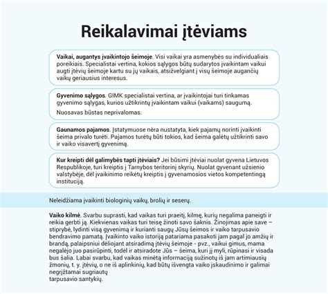 Schematinis reikalavimų įtėviams pavaizdavimas