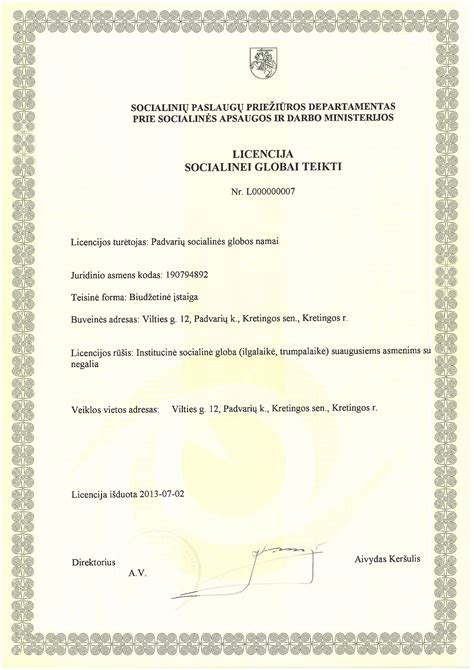 dokumentų sąrašas socialinei globai